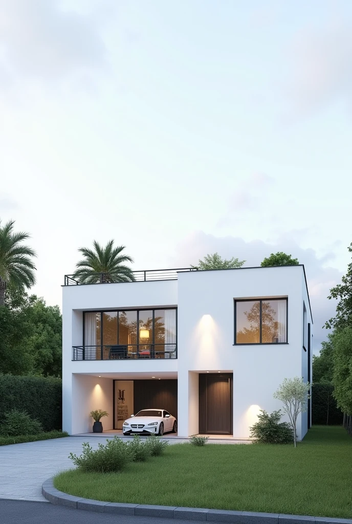 White and gray house with 3 rooms, 1 kitchen, a bathroom and a one-story living room
