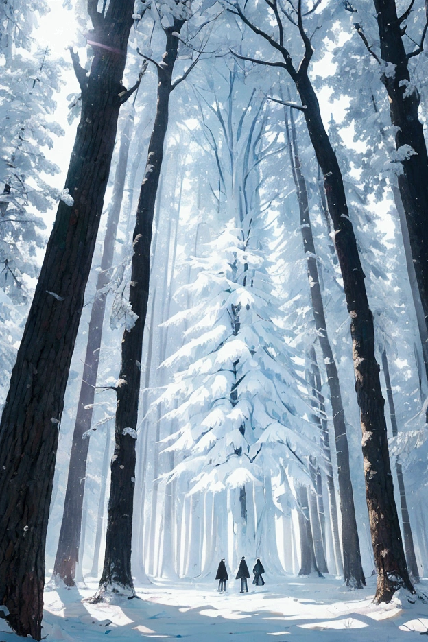 Magical tree, white tree, fantasy forest, white leaf, shining tree, fantasy tree, masterpiece, dark and bright, shadows, night