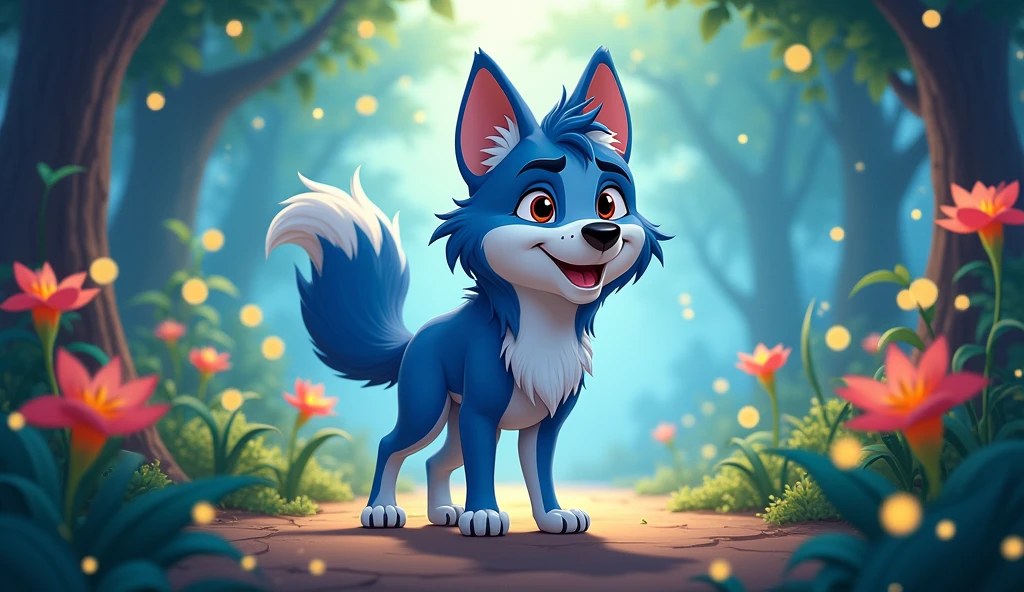 wolfie blue animation disney style