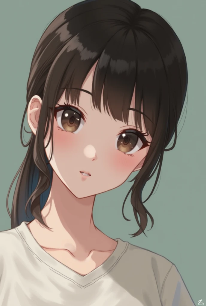 2 Japan model、cute、Droopy eyes、ponytail、