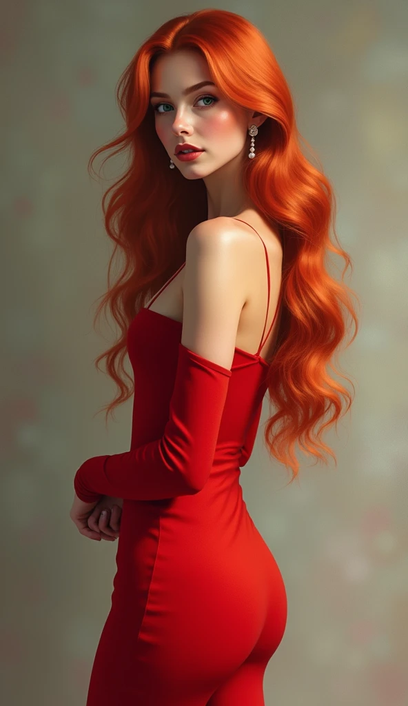 a girl with red hair and with beautifull body