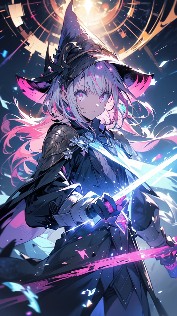 Highest quality, Super detailed, Highest quality, Very detailed, beautiful, masterpiece, 8k,
Breaking lens flare,Night Sky, Streaks of Light,Refraction Glowing white lines ,Crossing Light,Shining Background, Particles of light shatter in the dark forest,
Break 1 Female, Pink Hair, short hair, Witch Hat, Green hat, Crescent moon decoration, On the hat, Pink Eyes, Witch Robe, Dark blue robe, Star decoration in the center of the chest, Witch's wand in his right hand, A glimmer of light from the tip of the wand, A shining aura around a woman,
Destroying Stone Dragon, From the back,,,Her panties are almost visible, but not visible.、Nipples visible through clothes、Embarrassed、Thin fabric clothing