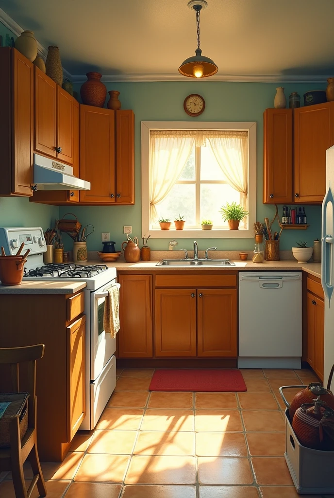 A familiar empty kitchen in Dan Santat style
