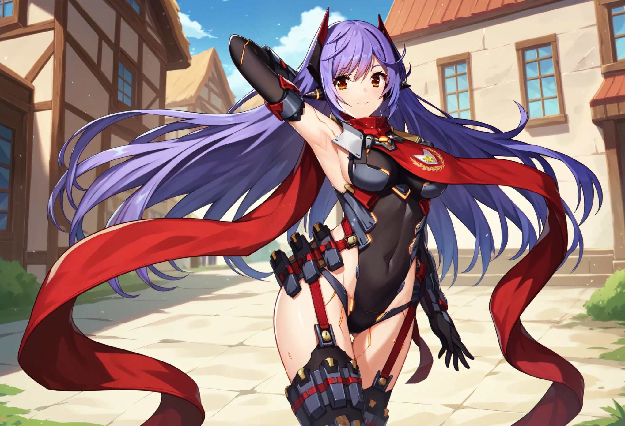 score_8_up, score_7_up, score_6_up, score_5_up, score_4_up, anime screenshot, looking at viewer,
1girl, poppi qtpi (xenoblade), long hair, purple hair, leotard, scarf, robot joints, thighhighs, elbow gloves
BREAK
dynamic_dancing, looking at viewer, xenoblade,
fantasy_town_landscape_background,coverdd_navel,open_legs,
armpits,