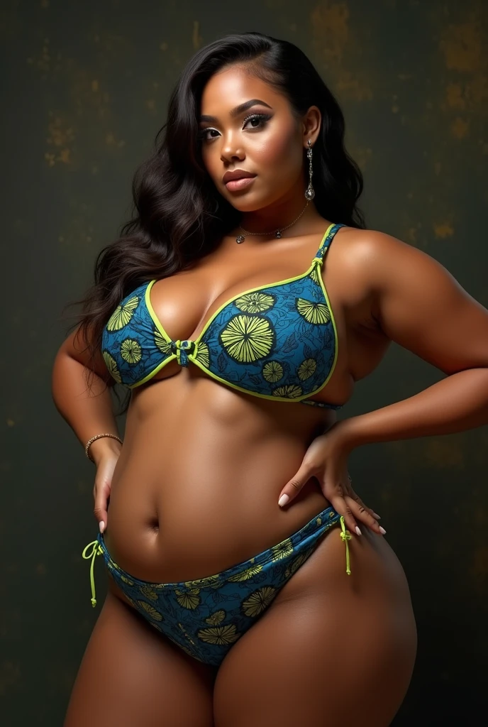(Extremely detailed CG 8k wallpaper), world class portrait of the most curvaceous aboriginal woman in the world, Instagram twerker, dynamic pose, beautiful face, (light skinned brown:1.2), large_breast, ample hips, (insanely detailed accentuated big booty), beautiful (booty:0.75), (thick_thighs), ((well toned body:0.75)), blue and neon green tribal bikini, ((realistic skin:0.75)), detailed symmetrical body, detailed symmetrical hands, delicious looking booty, (mascara, makeup), (shiny lips), detailed cinematic lighting, rim lighting,