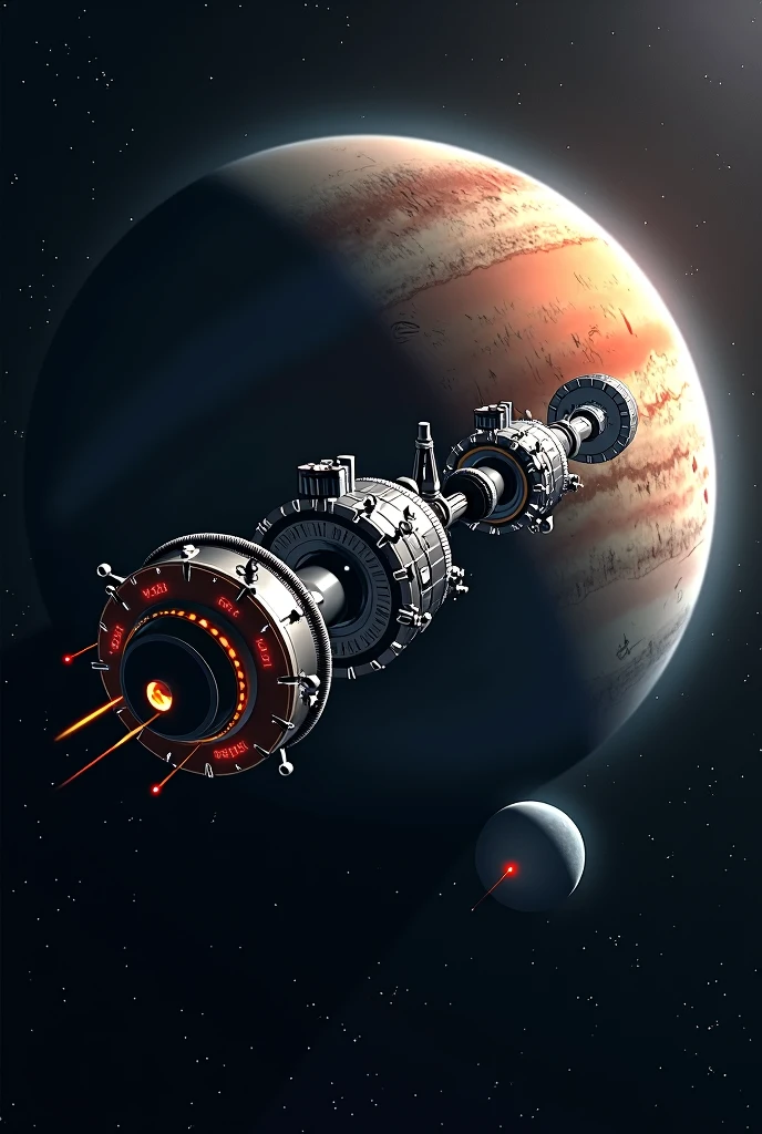 Show a telescope or probe capturing images of distant planets