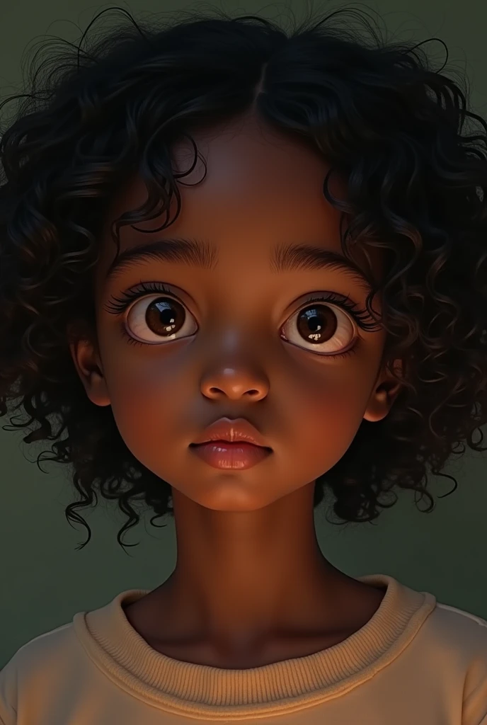 A photo that says the name Monserrat, a ten-year-old dark-skinned girl with curly hair and brown eyes, fat