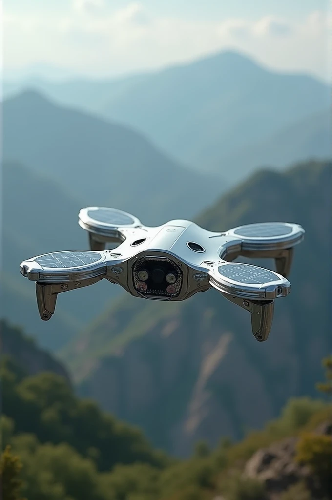 Compact aerial drone, with solar panels and many sensors that can detect the carbon footprint