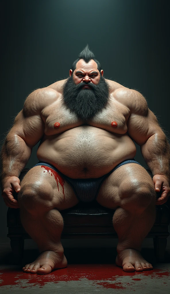 god standing ,standig split leg , chubby, hairy, hairy belly, Holding your big belly, high resolution, ultra-detailed, sharp focus, detailed eyes, symmetrical eyes, expressive eyes, clear pupils, focused gaze , king's expression is intimidating with a sense of authority, solo, masterpiece, best quality, male, mature, manly, detailed nipples, detailed navel, photorealistic, 8k, (wide dynamic range, hdr:1.2), sitting, (night:1.2), light, looking at viewer, pose, fitted underwear with a very large, realistic bulge at the front, emphasizing the natural shape, detailed fabric texture, soft shadows highlighting the contours, emphasizing the natural shape, detailed fabric texture, Blood, soft shadows highlighting the contours ,full body, leaning back, very short fur, detailed skin texture, high contrast lighting, feet