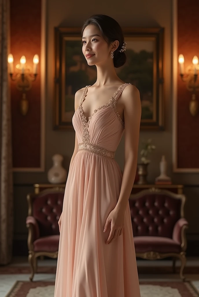 Create a high quality elegant dress with perfect front fit