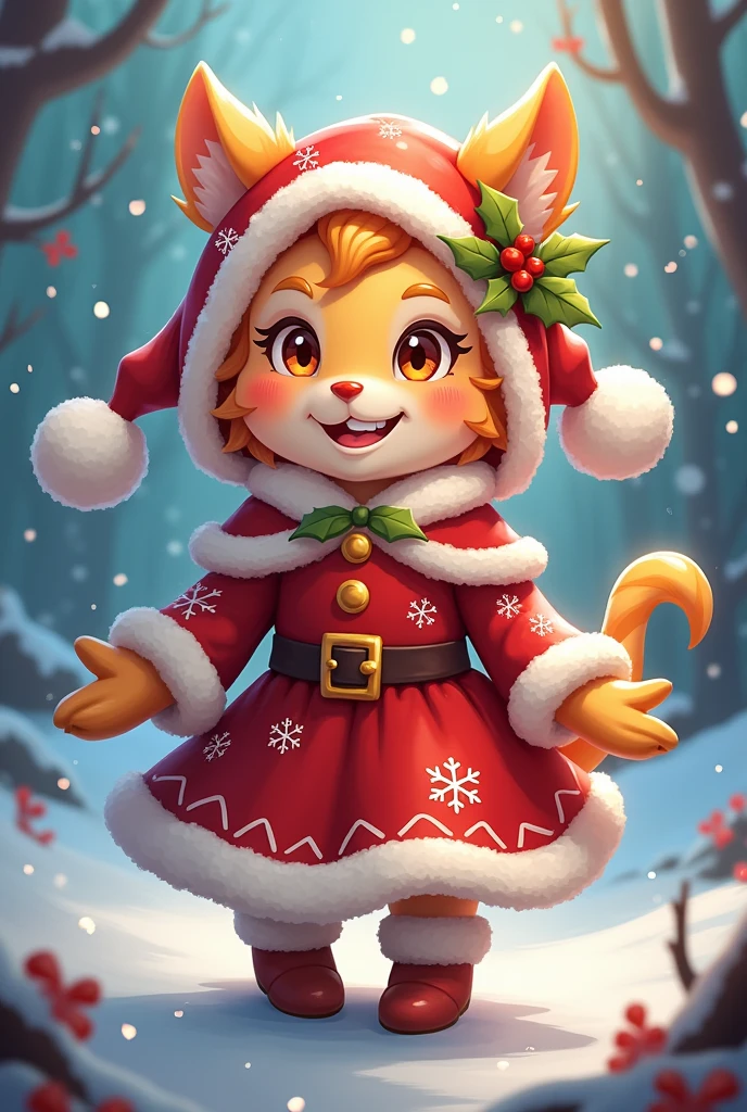 Elemental of Christmas Carol dari guardian tales, pose wajah senyum