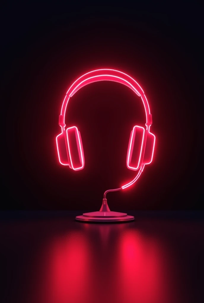 A glowing neon red headset icon with microphone stand, symbolizing support and assistance, with a futuristic and clean design. The lifebuoy is placed in the center of a black background, lightly textured, with red neon light