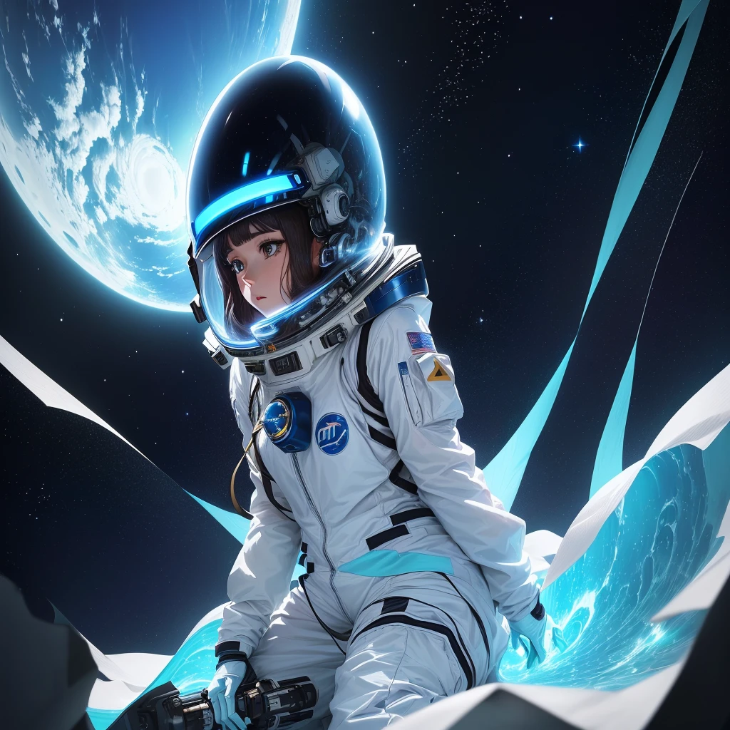 アニメ, a woman in a spacesuit with a helmet and a blue light, retrato アニメ espaço cadete garota, papel de parede de アニメ 4k, papel de parede de アニメ 4K, papel de parede de arte de アニメ 4k, Papel de parede de arte アニメ 4k, papel de parede de arte de アニメ 8k, Papel de parede de アニメ 4K, estilo アニメ 4k, estética de mecha de アニメ, girl in space