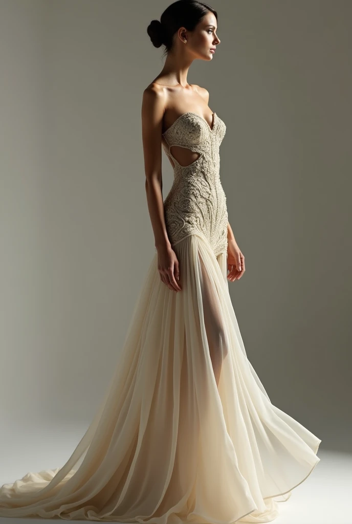 Create an elegant dress perfect for a vogue magazine