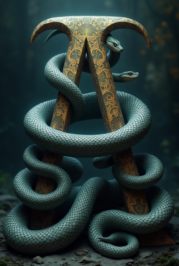Letter A with snakes around it