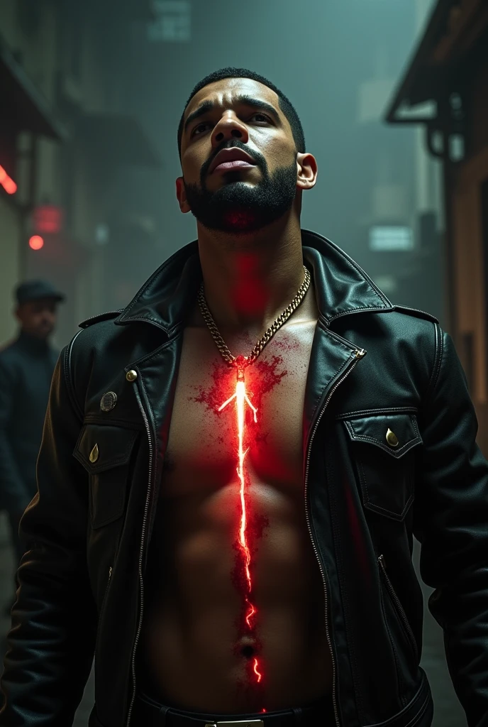 Knife the singer drake from power ranger acronym XBR in the chest