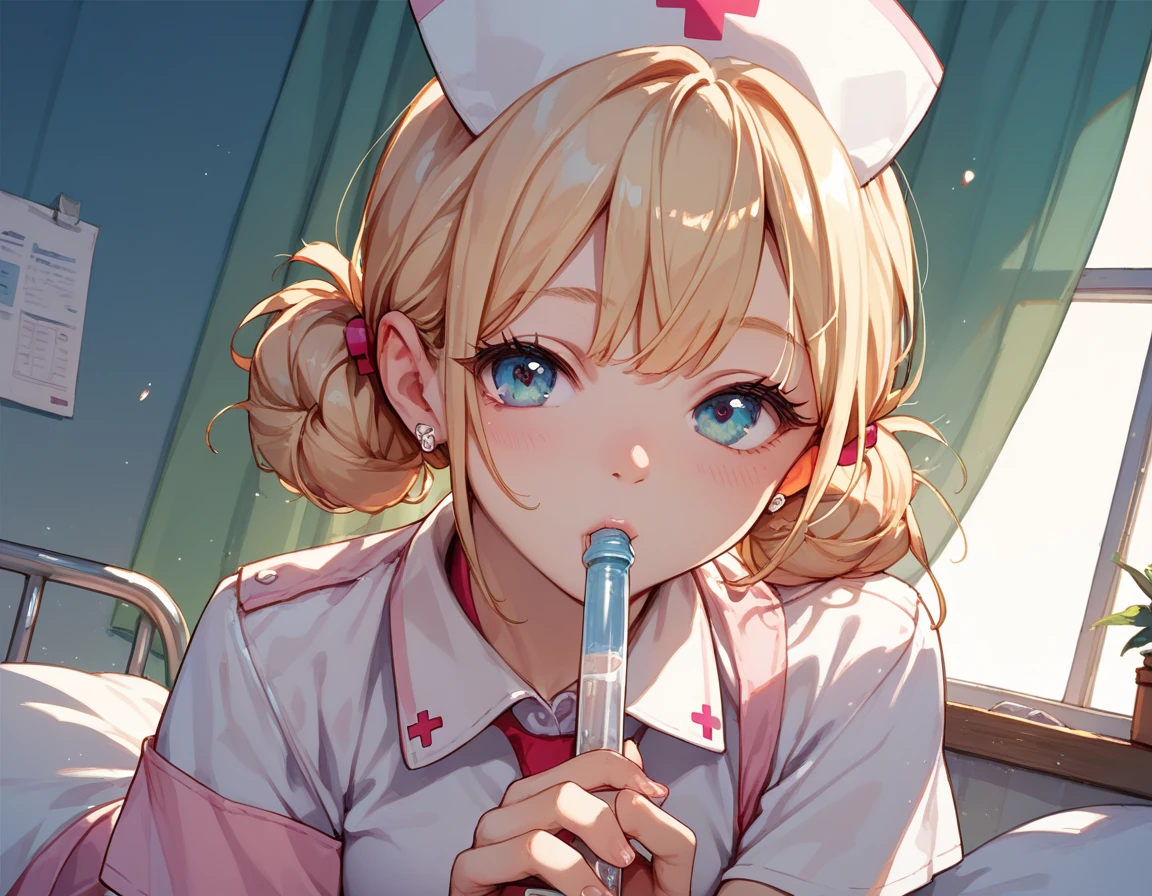 A young nurse is secretly sucking her patient&#39;s cock.