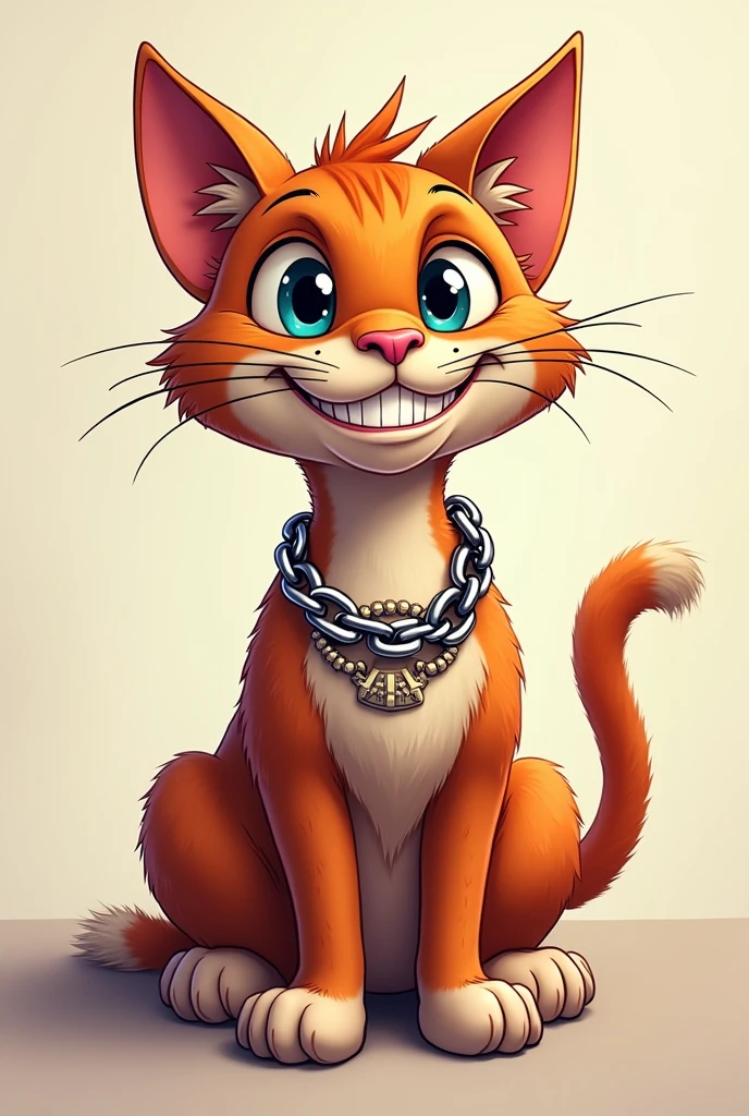 Cartoon cat with a rapper style chain around its neck