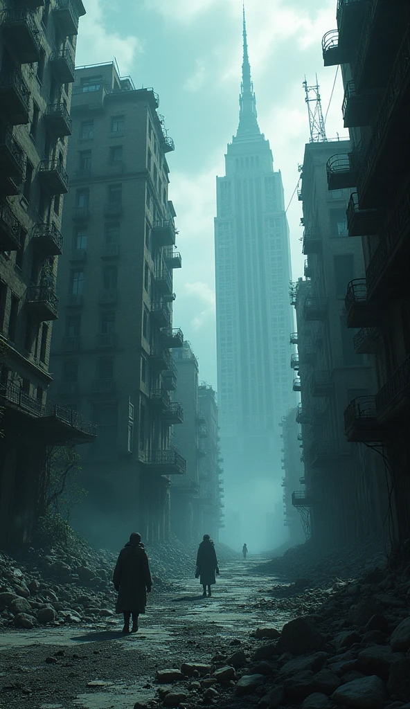 BREAK (masterpiece:1.2), best quality, high resolution, unity 8k wallpaper, (illustration:0.8), (beautiful detailed eyes:1.6), extremely detailed, perfect lighting, extremely detailed CG, City in ruins, houses and buildings, open windows, scary atmosphere, shadows looking at the viewer, no humans, solo, empty scenery, night, no humana