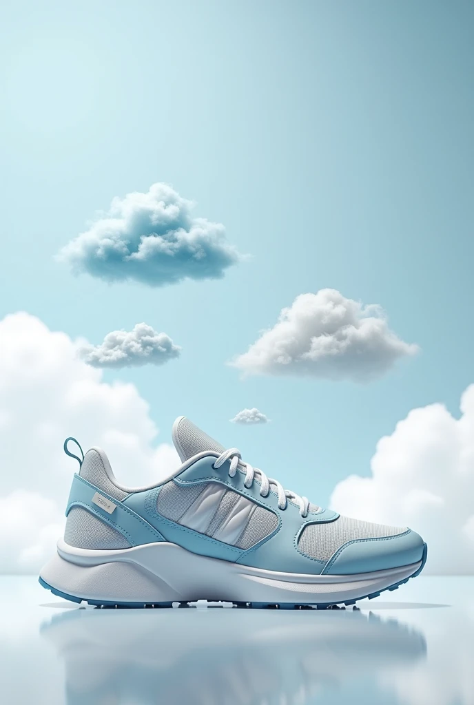 Create a sneaker where there is a cloud with the name "tuvem" small within the cloud as a brand