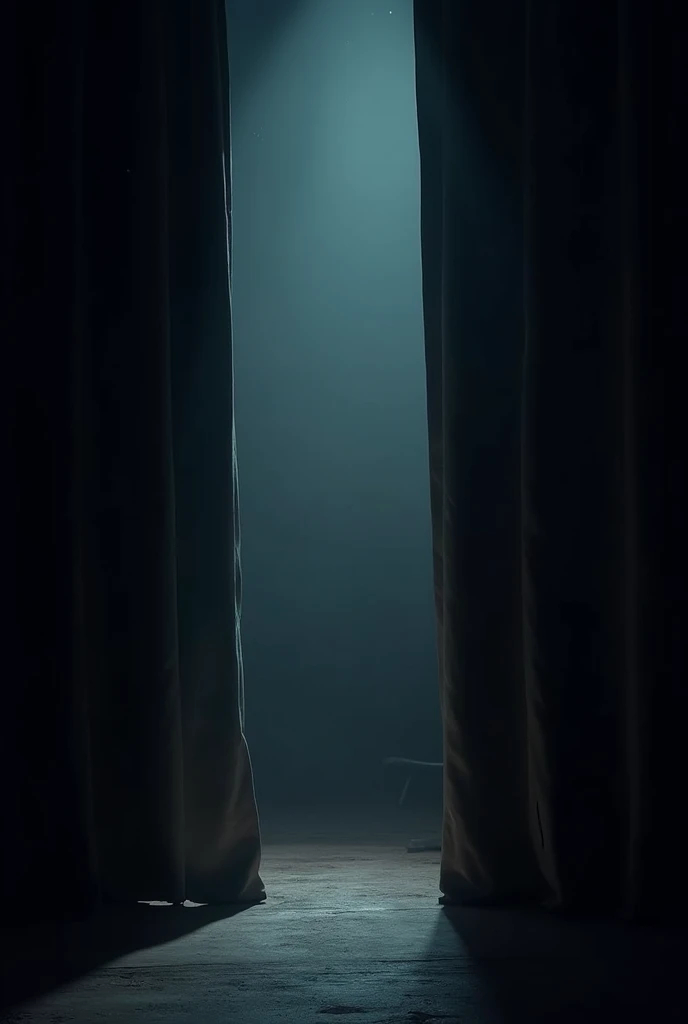 Scene a dark curtain, illuminated environment, Scenario for podcast