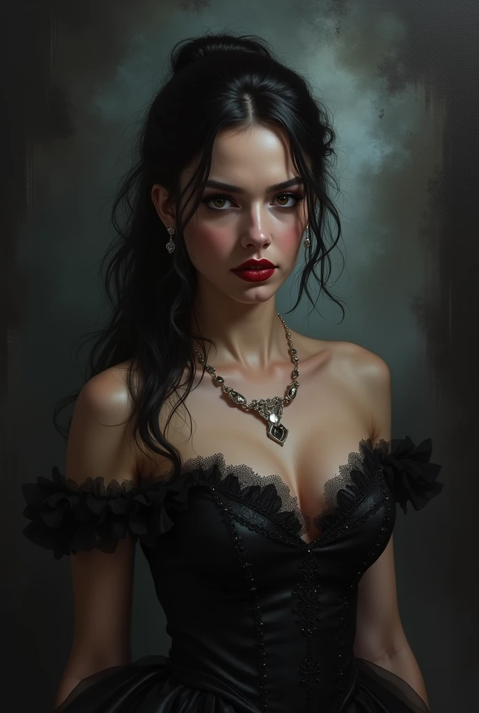 Jenna ortega as a vampier in a full body portret