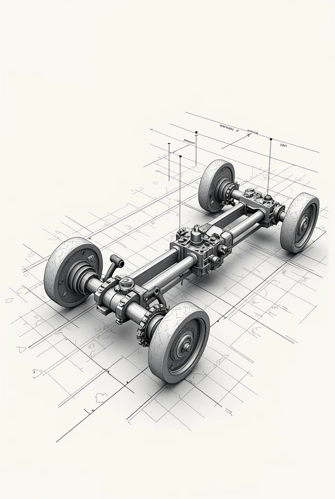 Technical drawing of a rack on the steering system with all its components, indicates the most common fault of each of them