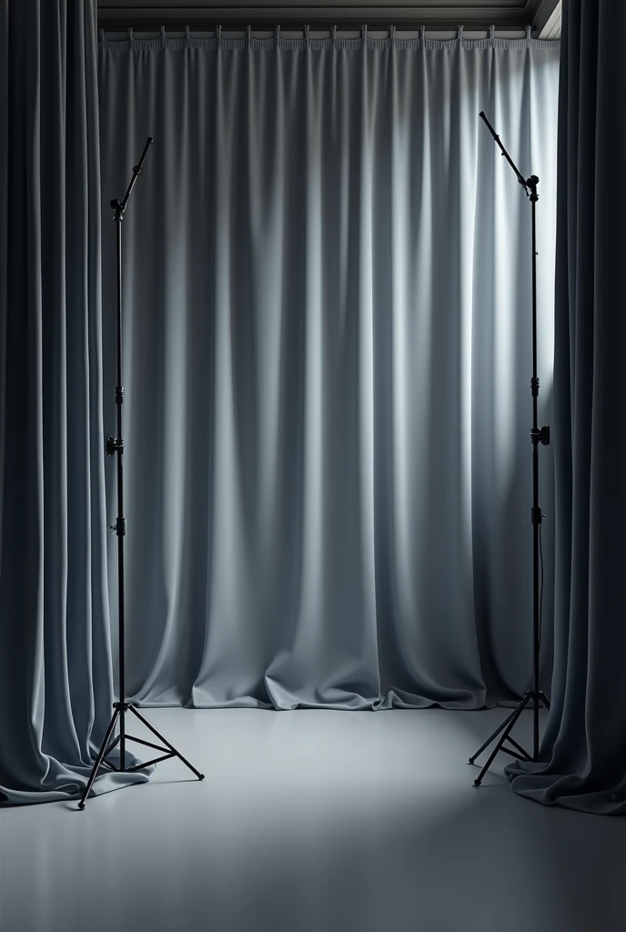 Background with gray curtain, Scenario for podcast