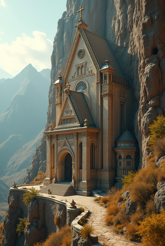 there is a large Ethiopian Orthodox Church building that is built into the side of a mountain, intricate matte painting, matte painting of human mind, digital matte painting, ancient yet futuristic, elaborate matte painting, hyperdetailed 3d matte painting, hyperdetailed 3 d matte painting, extravagant matte painting, epic matte painting, epic cinematic matte painting, matte painting concept art, giant tomb structures