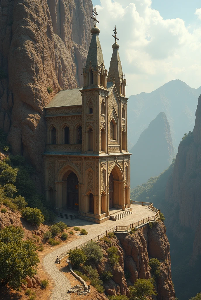 there is a large Ethiopian Orthodox Church building that is built into the side of a mountain, intricate matte painting, matte painting of human mind, digital matte painting, ancient yet futuristic, elaborate matte painting, hyperdetailed 3d matte painting, hyperdetailed 3 d matte painting, extravagant matte painting, epic matte painting, epic cinematic matte painting, matte painting concept art, giant tomb structures