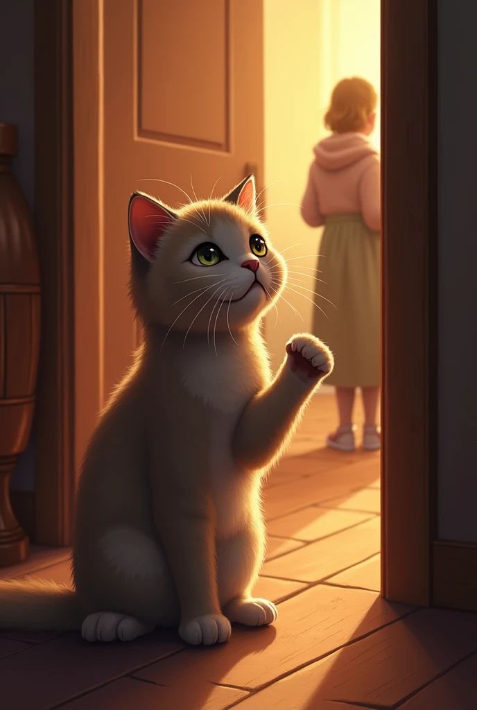 the cat says goodbye to his family
