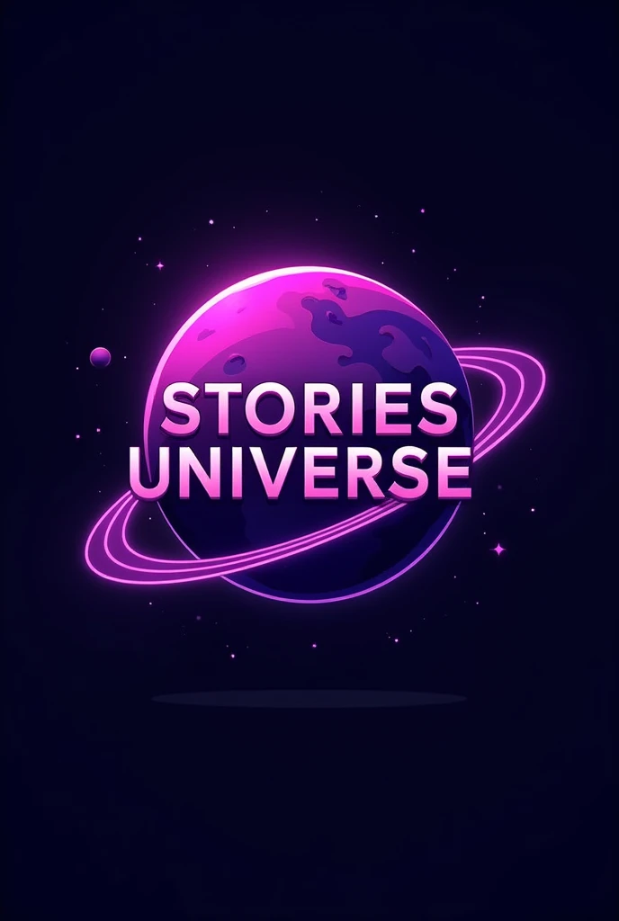 Create logo of Stories Universe, that has world and the stories universe is written on it , STORIES UNIVERSE written on Mars planet in slide way, make it simple in purple neon color , in that picture add stories universe in capital letter as logo, make it more classy and viberant ,