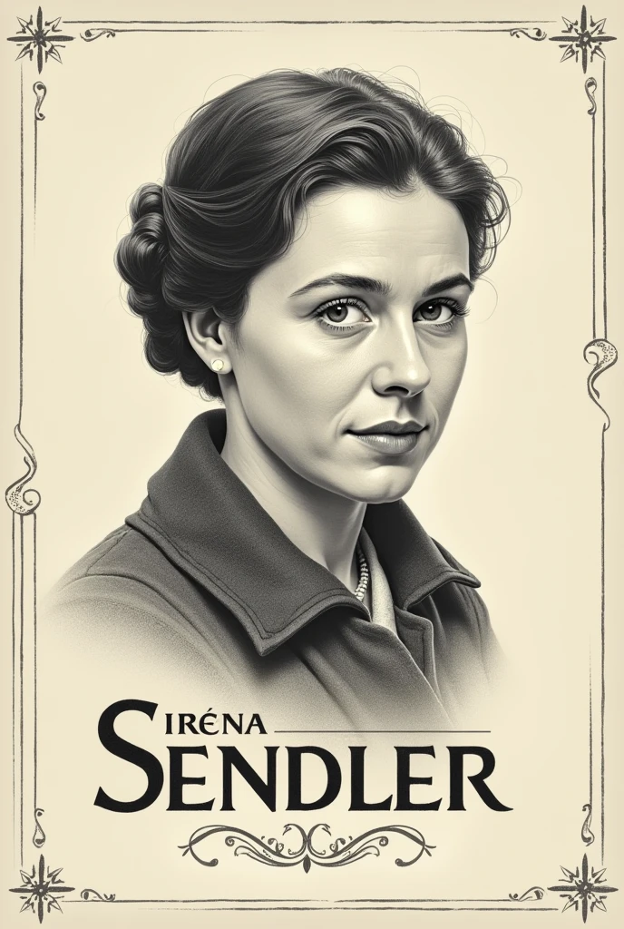 Crea una imagen para un banderín con el nombre de Irena Sendler and un dibujo que la represente and que contenga escrito "Group 2" in Spanish (that has no other words, only those mentioned "Irena Sendler" and "Group 2") (el dibujo que sea tipo realista pero que no ocupe todo el banderín and que sea llamativo)