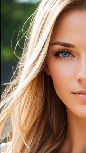 A beautiful German woman focus on her face