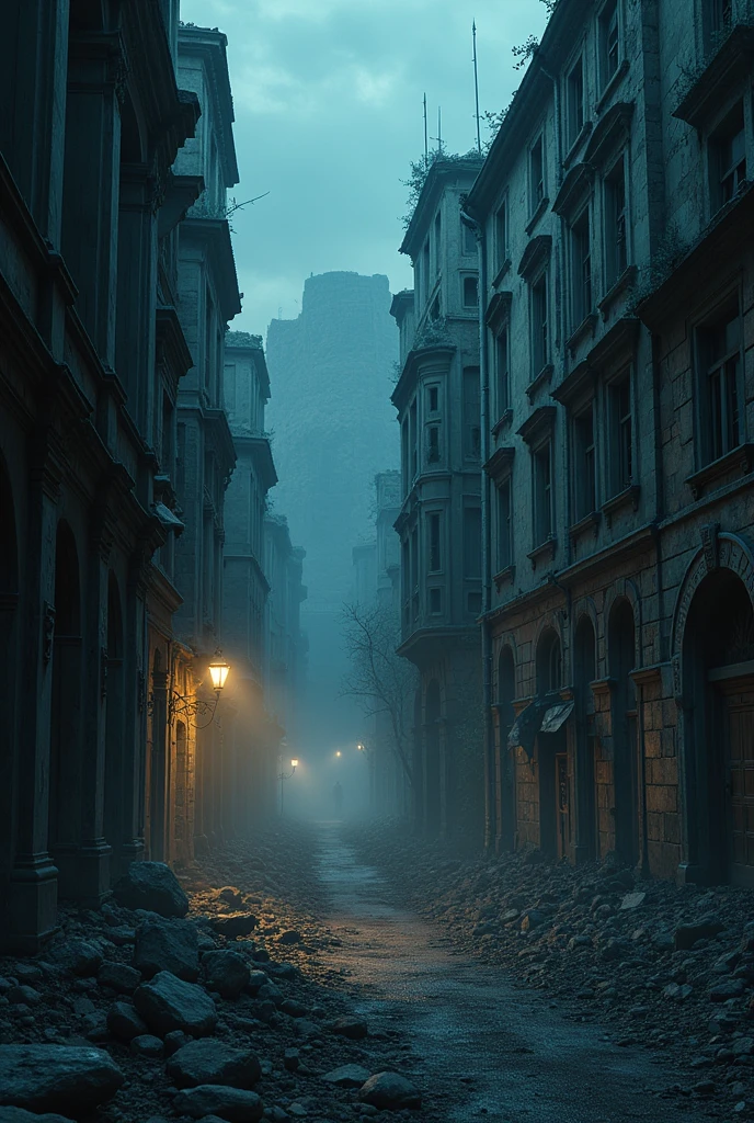 BREAK (masterpiece:1.2), best quality, high resolution, unity 8k wallpaper, (illustration:0.8), (beautiful detailed eyes:1.6), extremely detailed, perfect lighting, extremely detailed CG, City in ruins, houses and buildings, open windows, scary atmosphere, scary deformities shadows looking at the viewer, no humans, solo, empty scenery, night, no humana