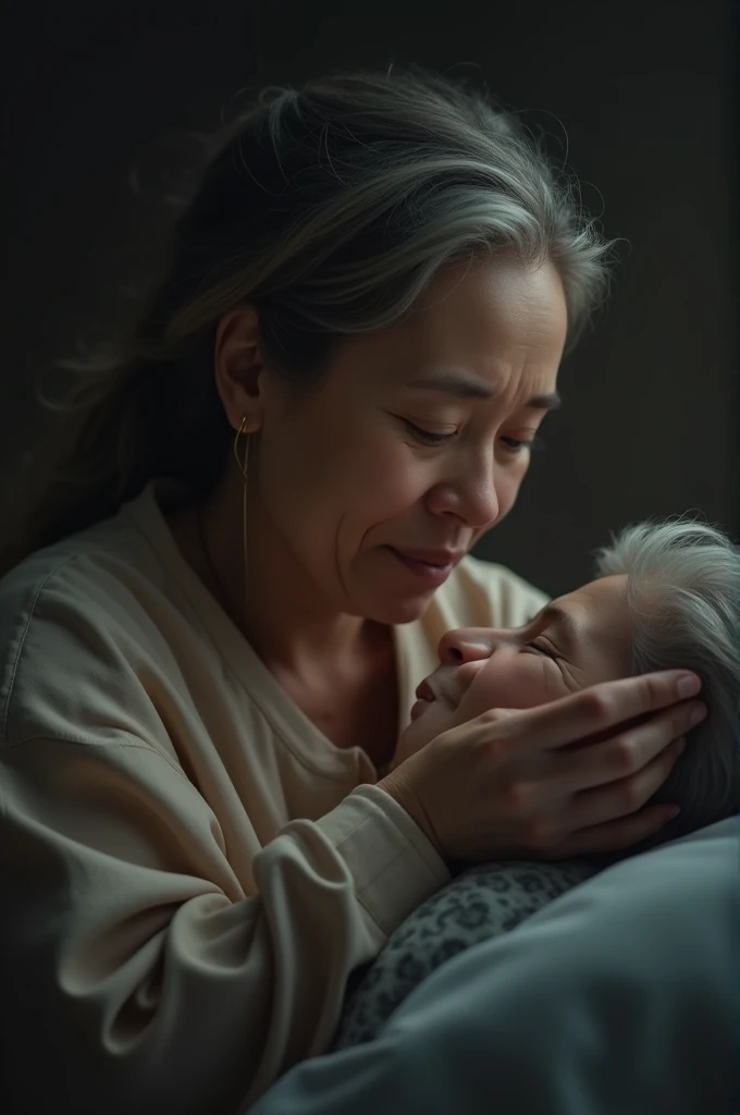 Generates an image of a caregiver, The image must have a dark background