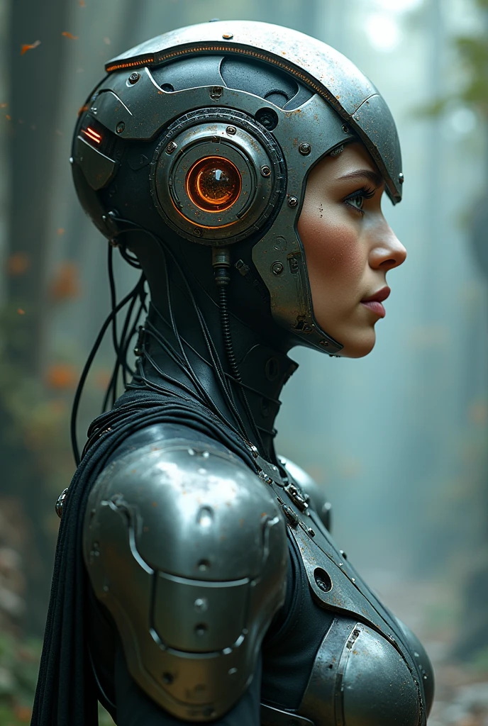 Goddess Minerva with her helmet, Cybernetics, Profile