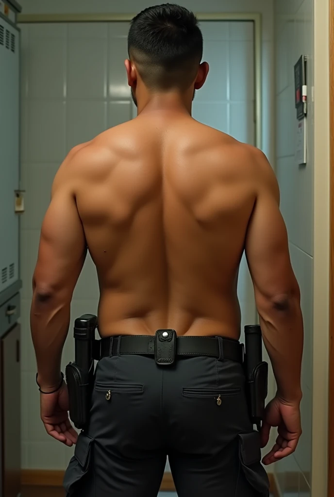 Asian man police officer with big ass in thong from back uncensored 