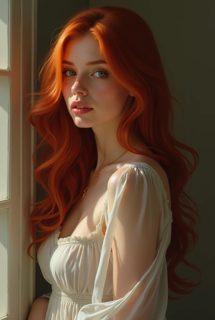 A beautiful redhead girl with big boobs naked looking for love