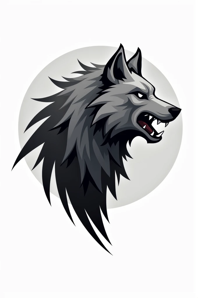A wolf logo with lines