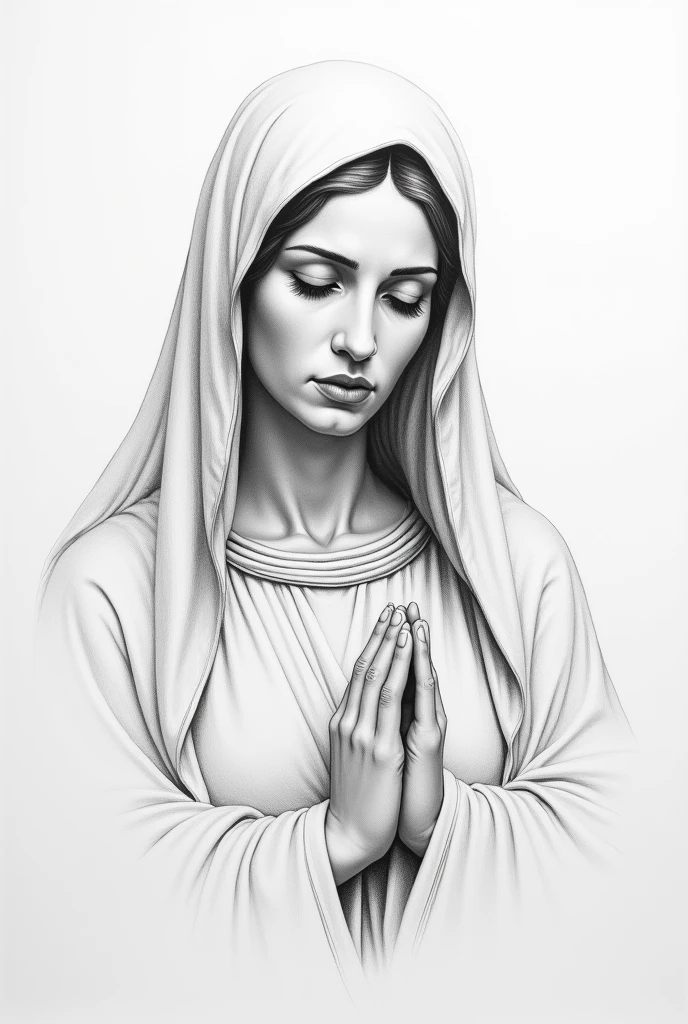 Image of our Aparecida from Brazil drawn in pencil strokes on the white wall