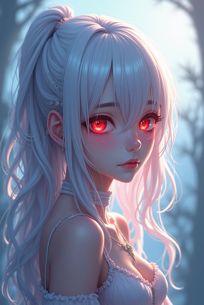 White hair and red eyes anime