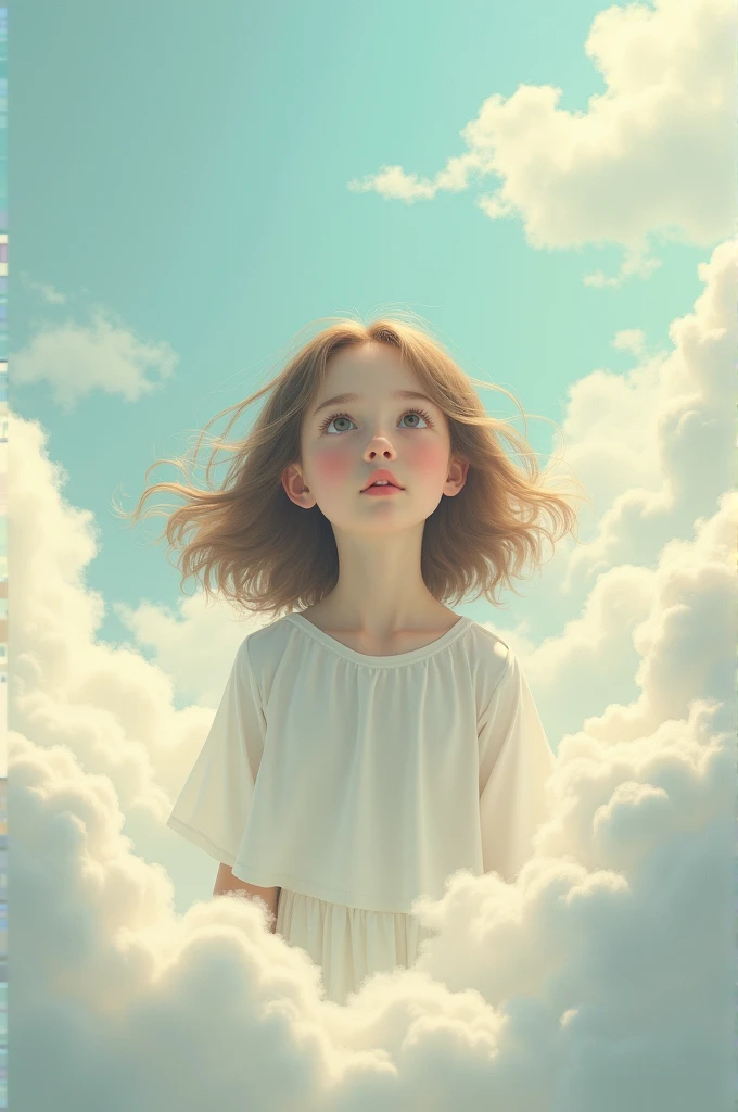 Create a wallpaper for a girl of a girl in the clouds daydreaming and in oaz
