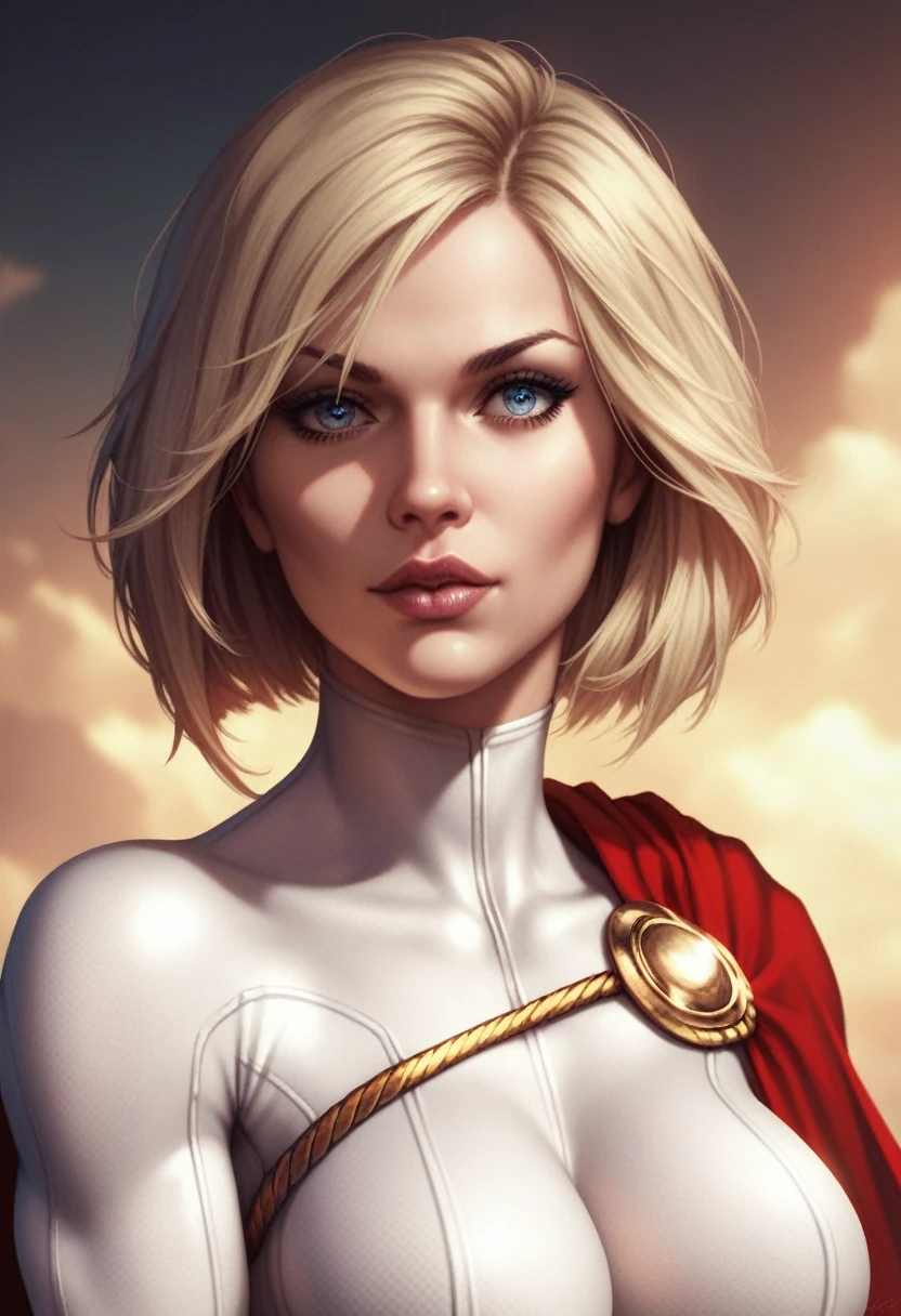 Power girl, detailed eyes, detailed lips, detailed face, medium shot