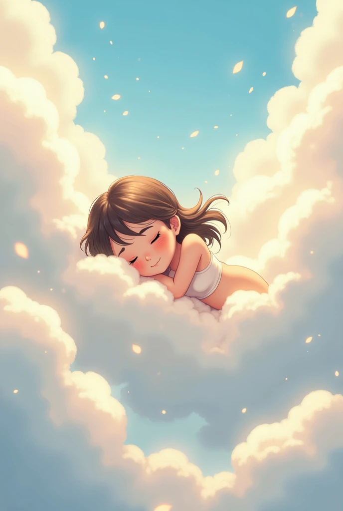 Create a wallpaper for a girl in the clouds daydreaming 