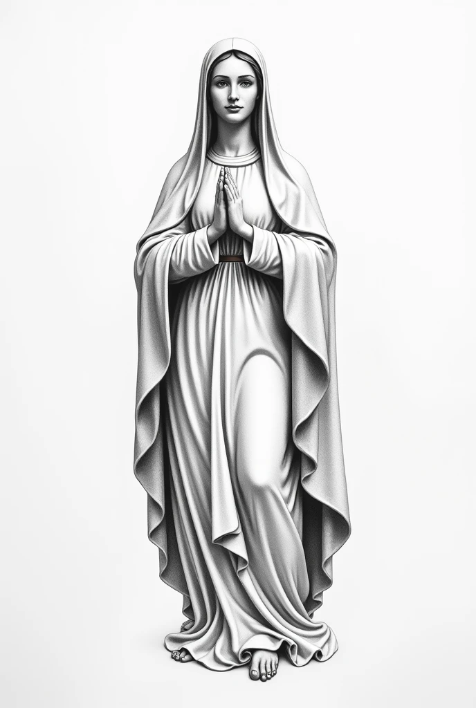 Image of Our Lady of Aparecida of Brazil drawn in pencil on a white wall