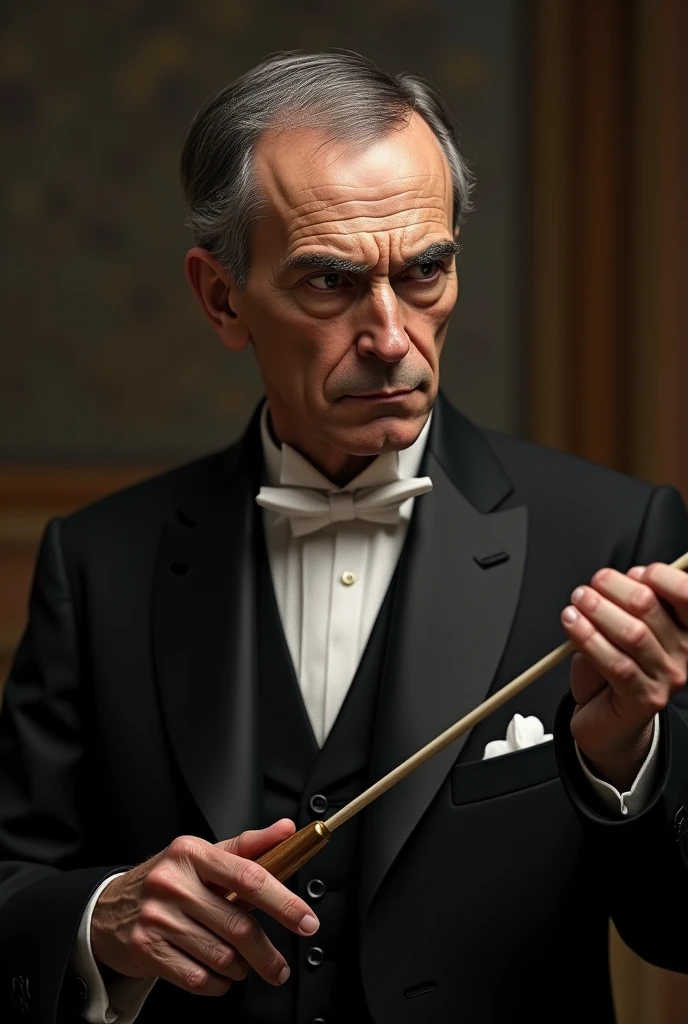 (photorealism:1.2), Rachmaninoff with conductor's baton