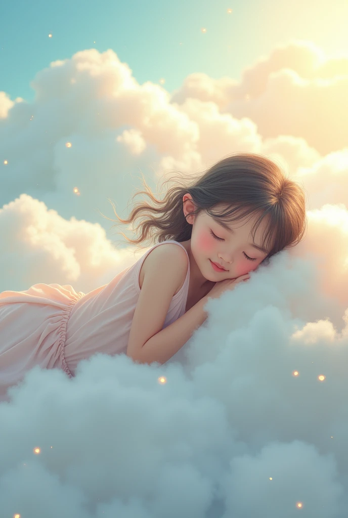 Create a wallpaper for a girl in the clouds daydreaming