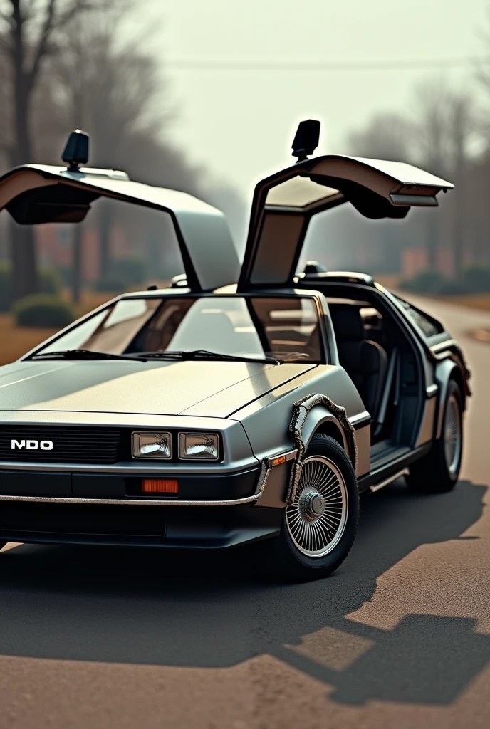 realistic photo of the delorean (BACK TO THE FUTURE )