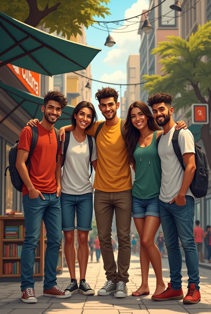 3 male boys and 2 females all in their 20s, the friends of paulista avenue, , they meet at the culutira bookstore, and a friendship arises, one of them is gay and the poorest of the group, more united, based on this make the cover image of this book